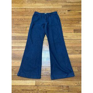 Gap Womens Trouser Flare Jeans Size 14 Blue Dark Wash Denim Wide Leg Cuffed